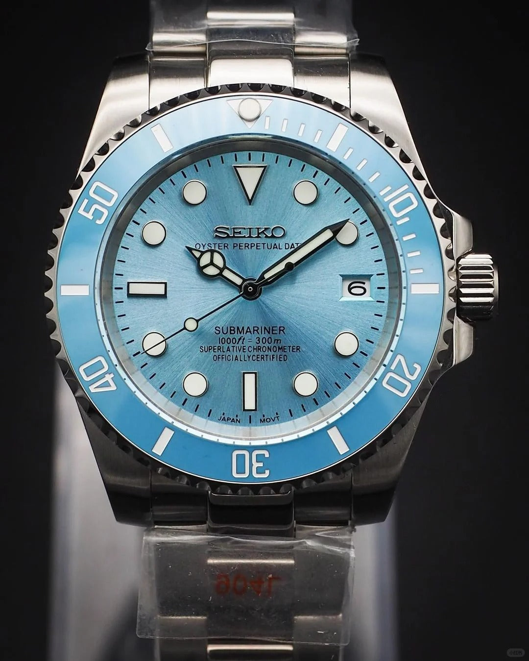 Seiko Mod Submariner Baby Blue