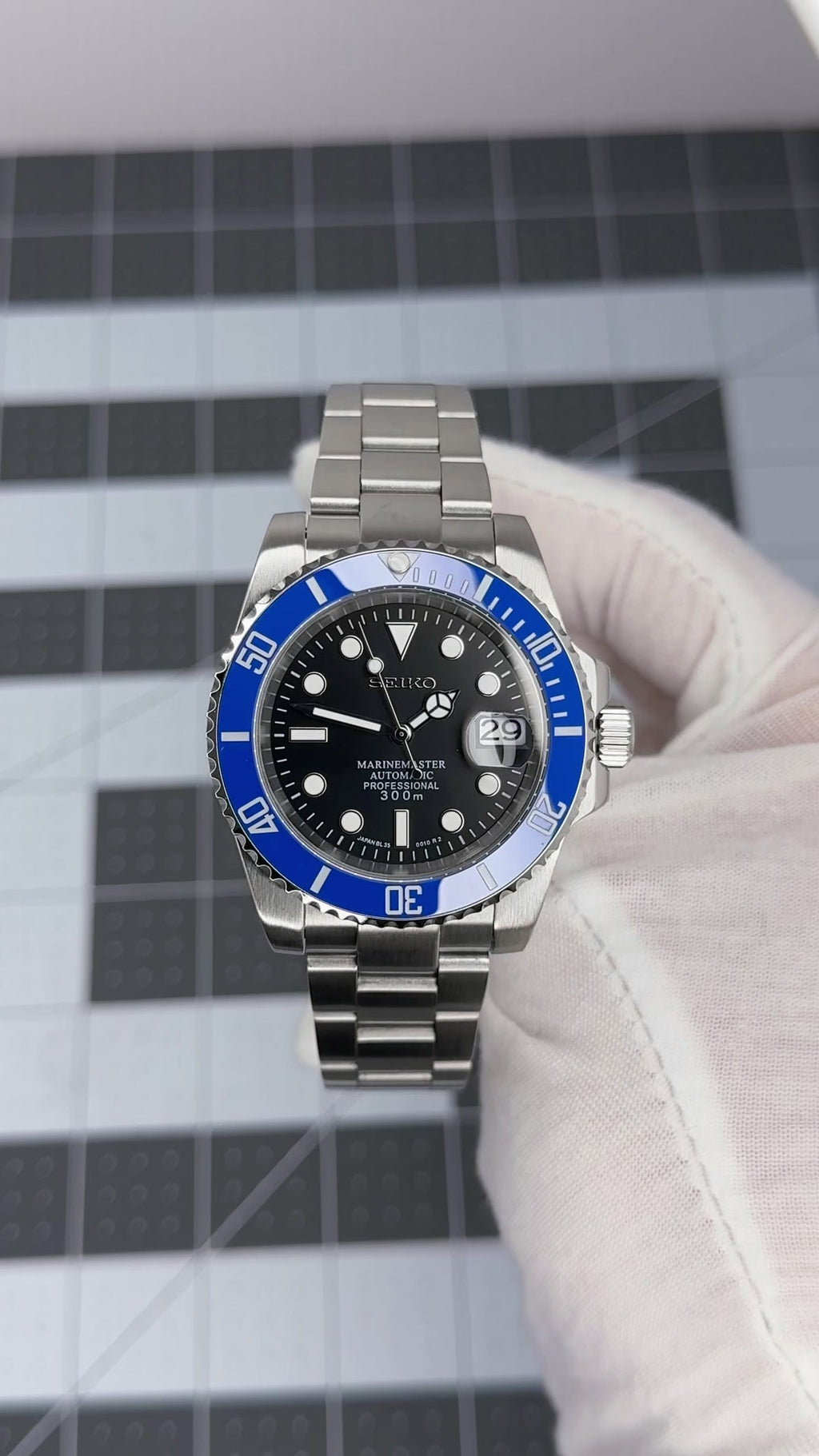 Seiko Mod Submariner Blue Black