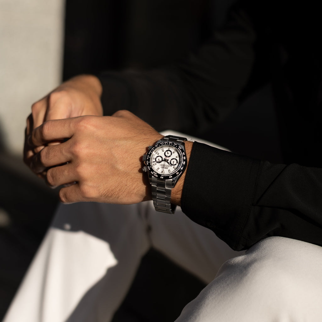 Seiko Mod Daytona White Panda Chronograph