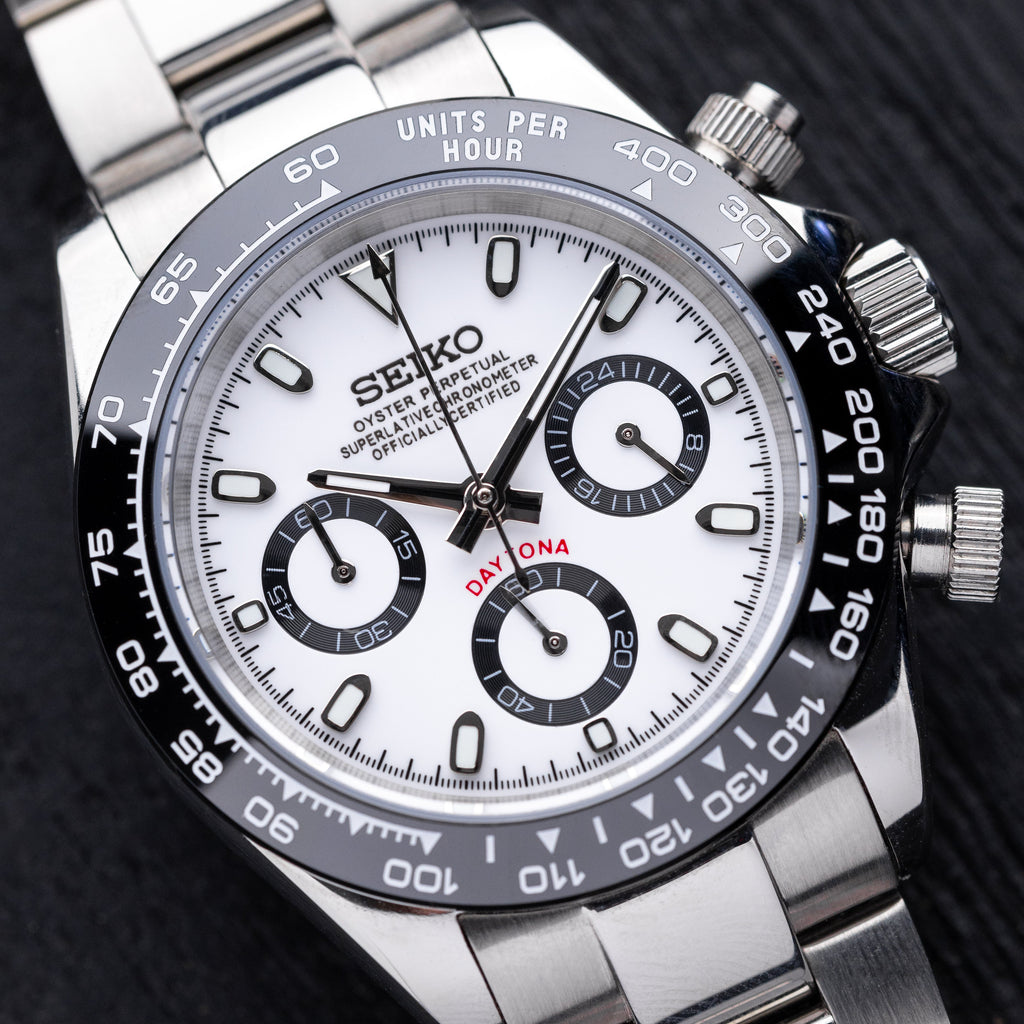 Seiko Mod Daytona White Panda Chronograph