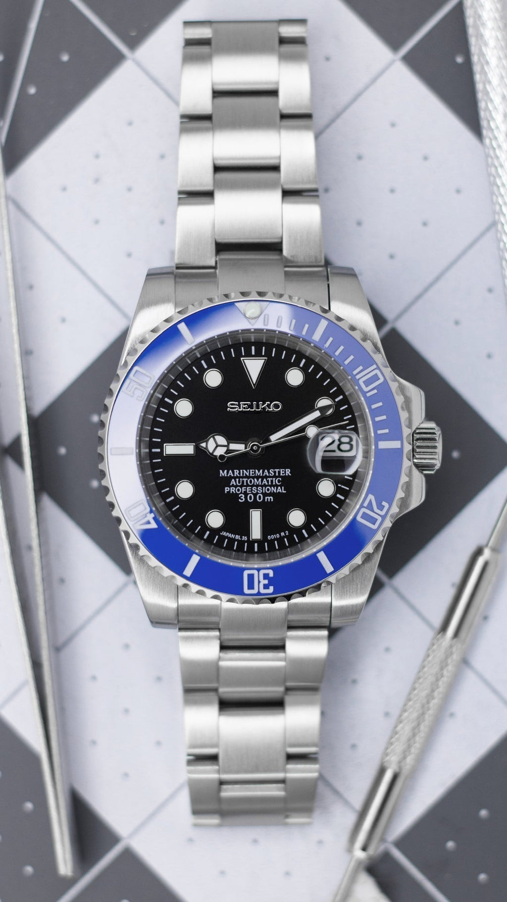 Seiko Mod Submariner Blue Black