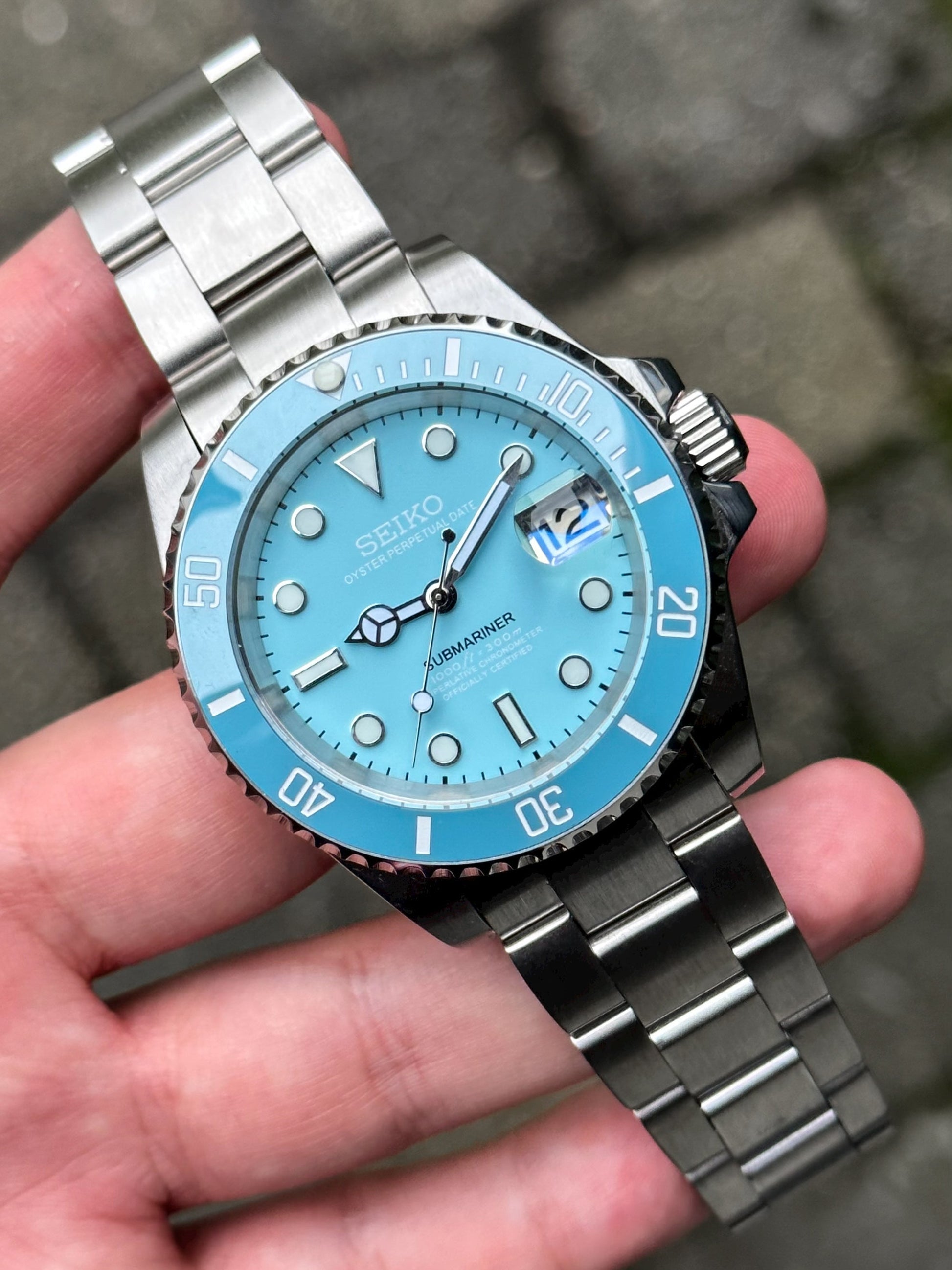 Seiko Mod Submariner Baby Blue